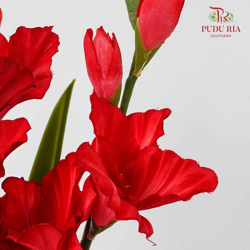 CNY Artificial Gladiolus 92cm - Red (2 Stems)