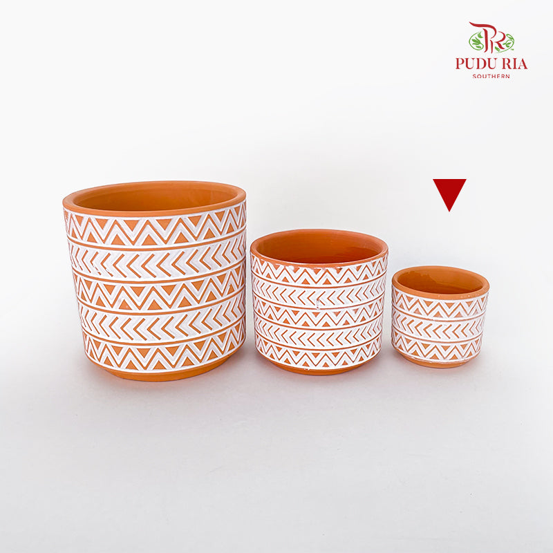 Hori Chevron Terracotta Pot