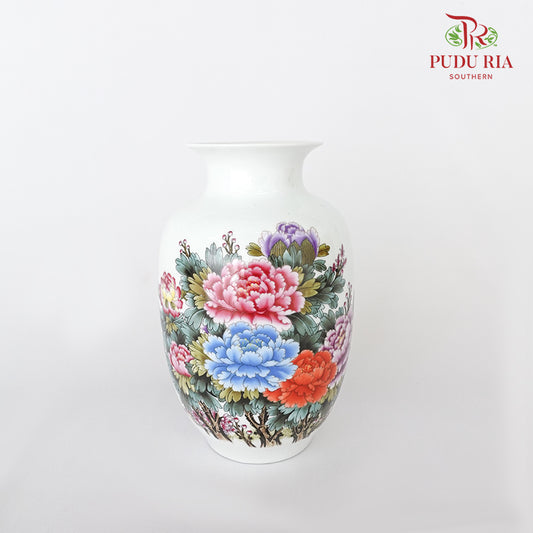 Ceramic Vase Peony White - (L)