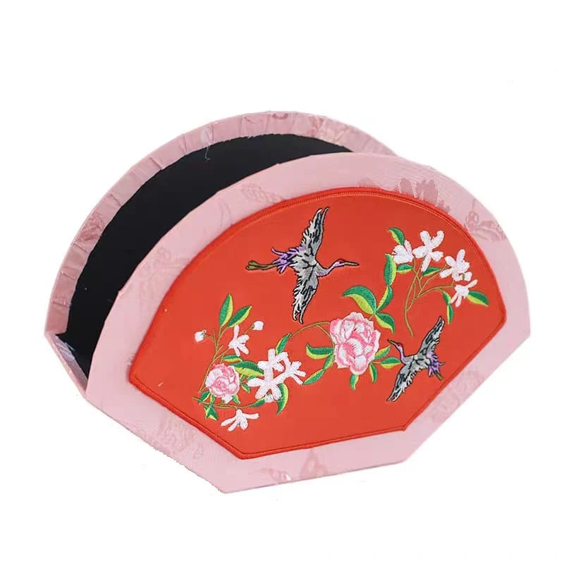 Fan Style Embroidered Brocade Box 扇形刺绣锦盒 - FBB100