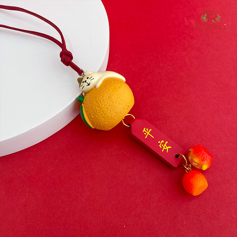 Persimmon Hanging Deco With Cat