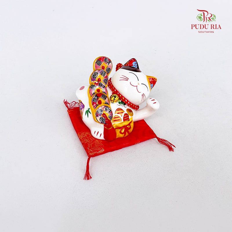 4.5" Lucky Cat Posture White - FBA101#1