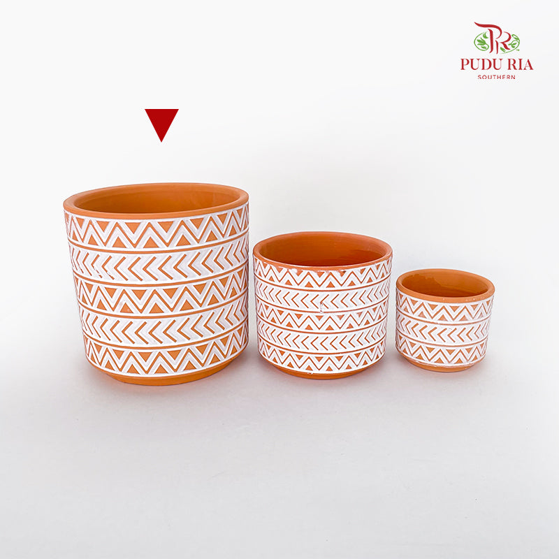Hori Chevron Terracotta Pot