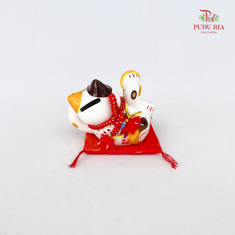 4.5" Lucky Cat Posture White - FBA101#1