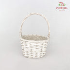 Small Round White Basket - LR0167