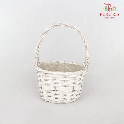 Small Round White Basket - LR0167