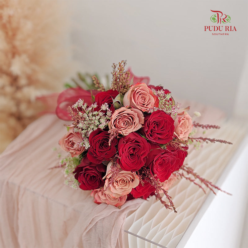 Red Rose & Cappuccino Wedding Bouquet