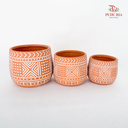 Geometric Terracotta Pot