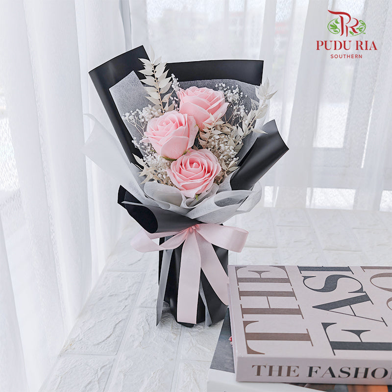 Soap Pink Rose Bouquet (3 Stems)