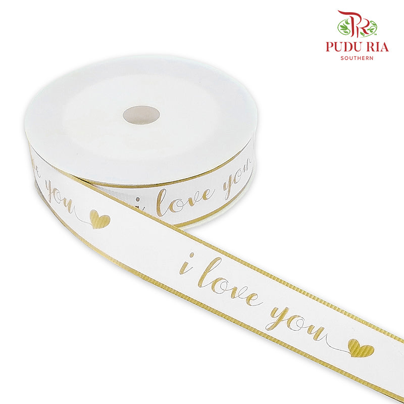 Printed Opp Ribbon ‘ ilove you ‘ White - FRB093#1 - Pudu Ria Florist Southern
