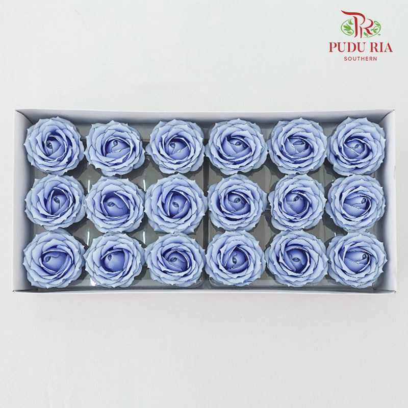 18 Bloom Soap Flowers Black Liner Light Blue - FBA080#4 - Pudu Ria Florist Southern
