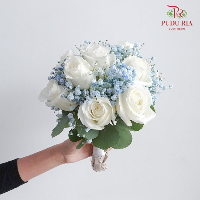 White Rose Wedding Bouquet (10 stems) - Pudu Ria Florist Southern