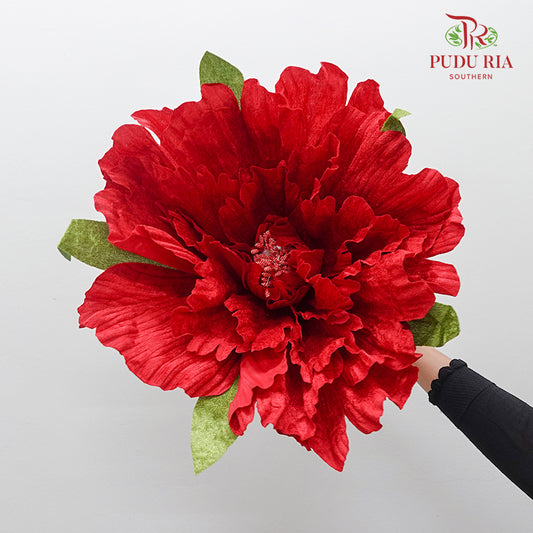 CNY Artificial Peony Flower With Stem 50cm - Red