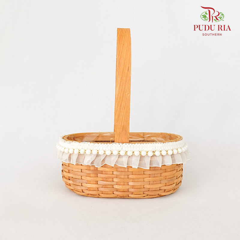 Floral Basket Oval Pearl - FBK001#9