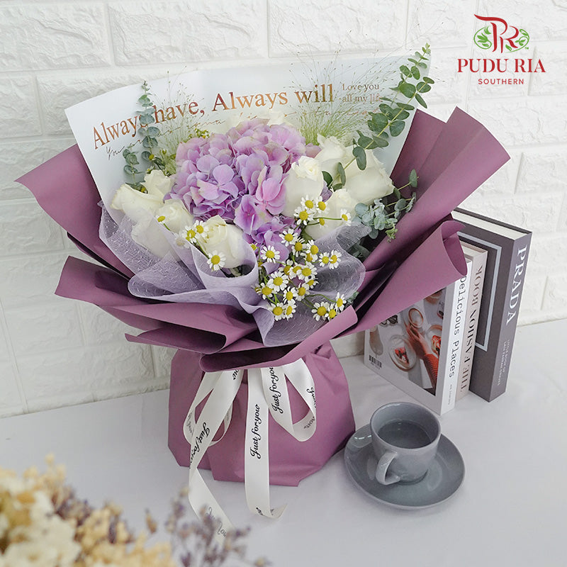 White Rose Bouquet (20 stems) - Pudu Ria Florist Southern