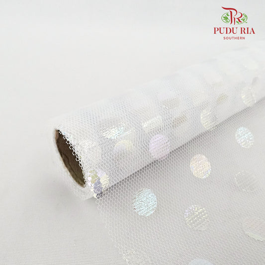 Symphony Polka Dots Netting White - FNT051#1 - Pudu Ria Florist Southern