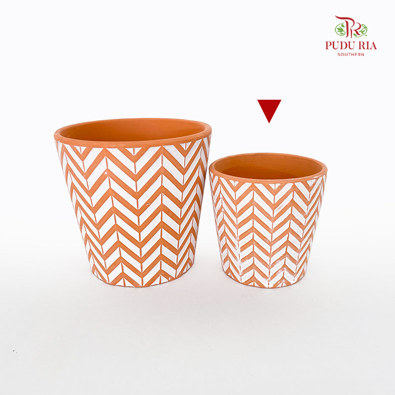 Ver Chevron Terracotta Pot