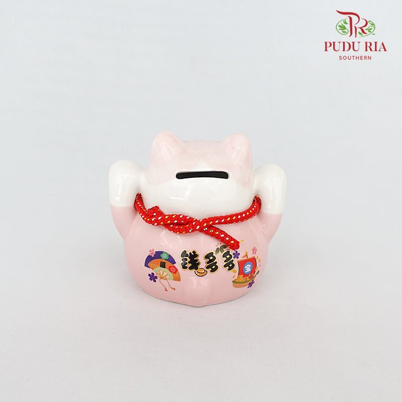 4.5" Solar Lucky Cat Pink - FBA083#2