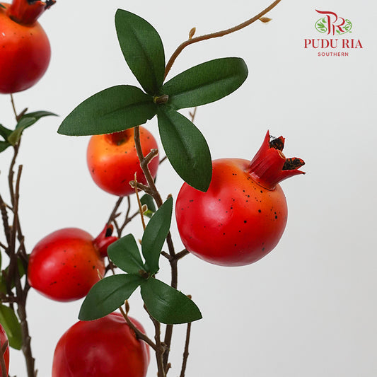 CNY Artificial Pomegranate Spray 80cm - Red (2 Stems)