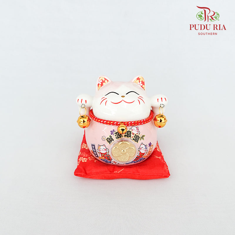 4.5" Solar Lucky Cat Pink - FBA083#2