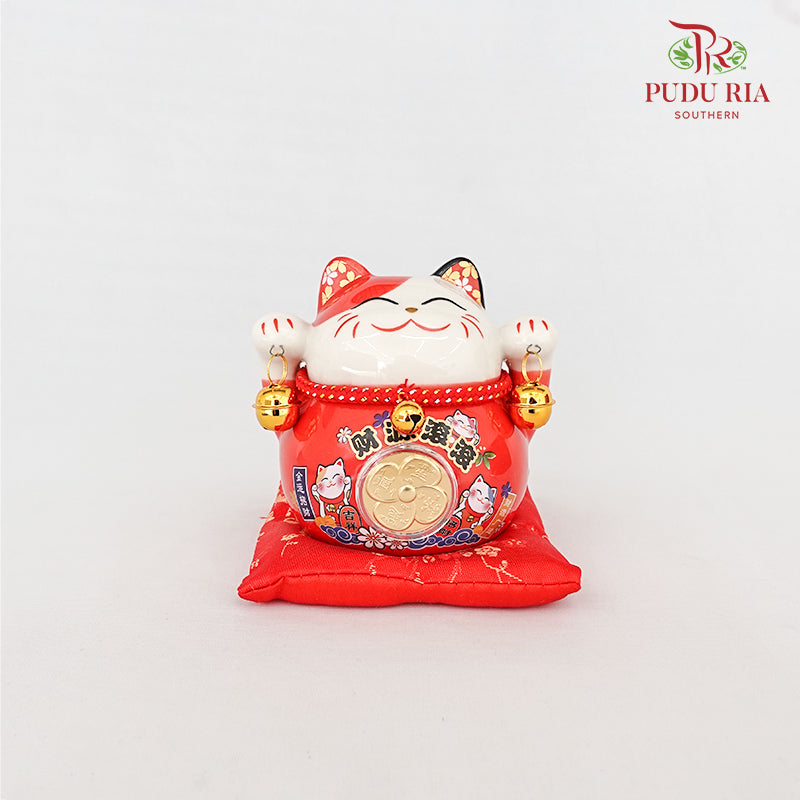 4.5" Solar Lucky Cat Red - FBA083#1