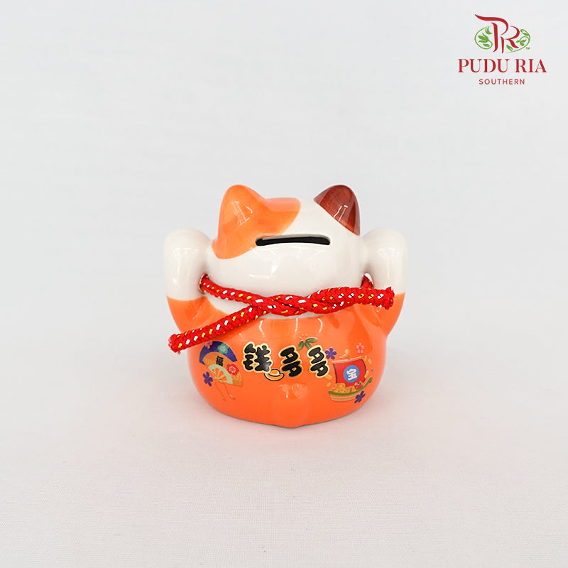 4.5" Solar Lucky Cat Orange - FBA083#3