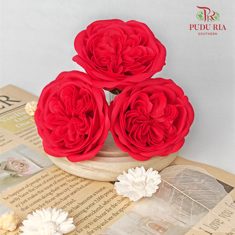 16 Bloom Austin Soap Flower Fiery Red - FBA088#3