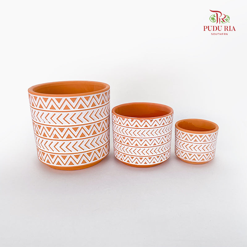 Hori Chevron Terracotta Pot