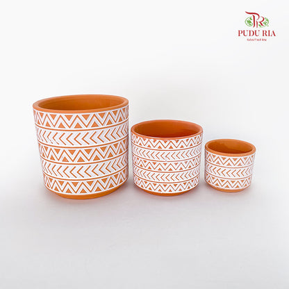 Hori Chevron Terracotta Pot