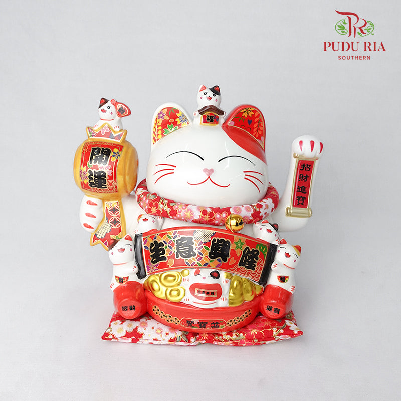 8‘ Fortune Cat White (Swing) 生意兴隆- FBA037#1 - Pudu Ria Florist Southern
