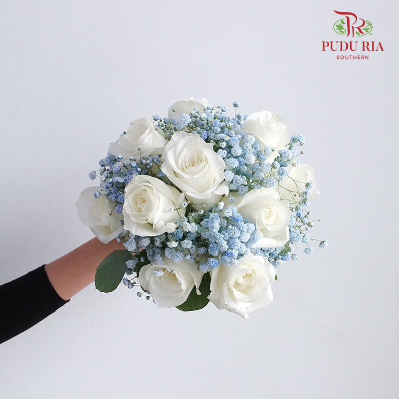 White Rose Wedding Bouquet (10 stems) - Pudu Ria Florist Southern