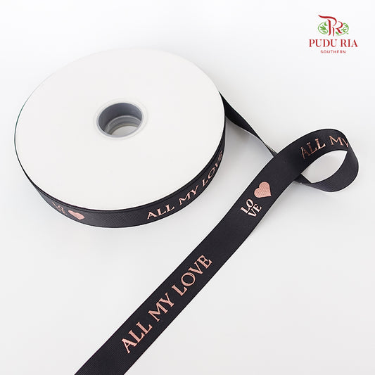 Grosgrain Ribbon "All My Love" Black - FRB113