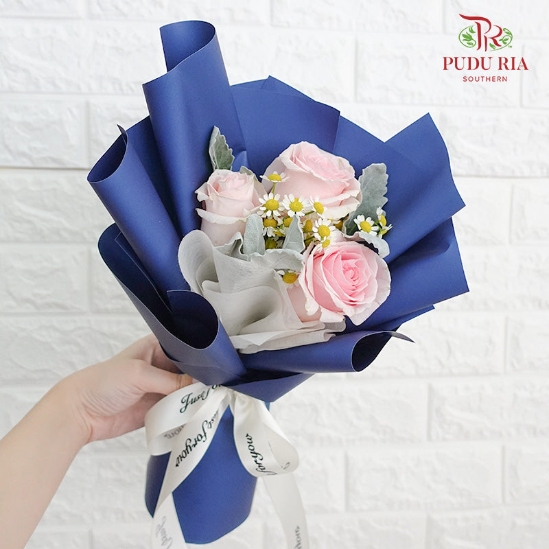 Pink Rose Bouquet (3stems) - Pudu Ria Florist Southern