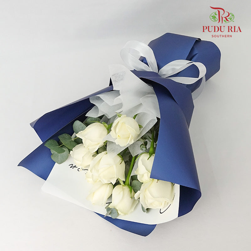 White Rose Bouquet (10stems) - Pudu Ria Florist Southern