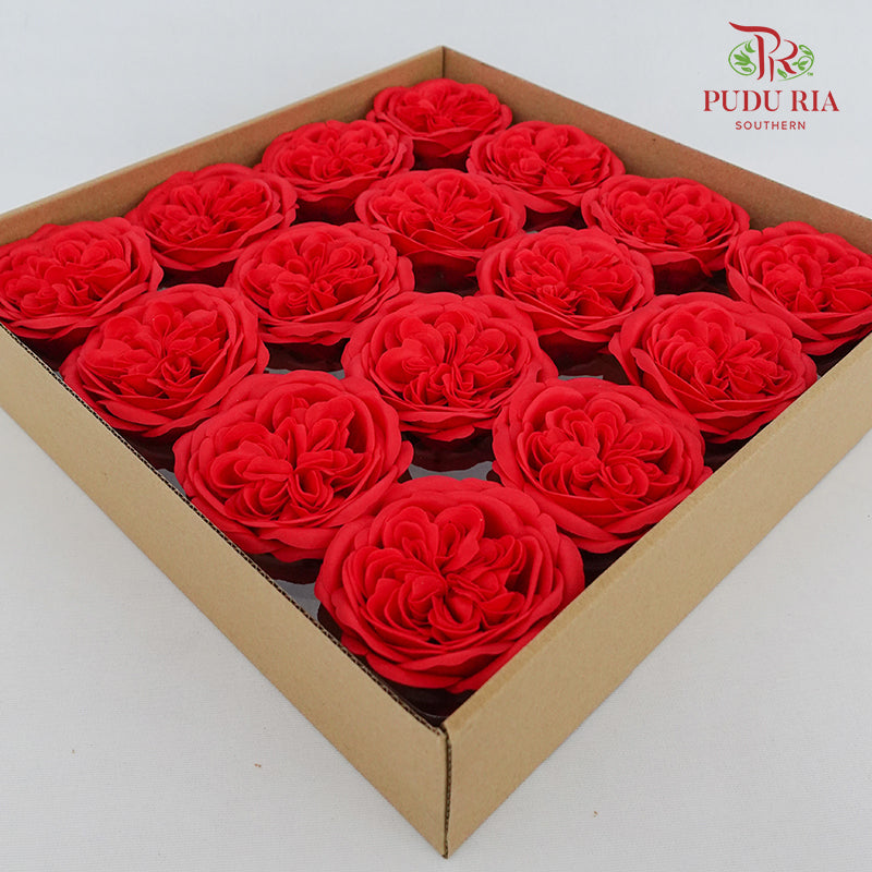 16 Bloom Austin Soap Flower Fiery Red - FBA088#3