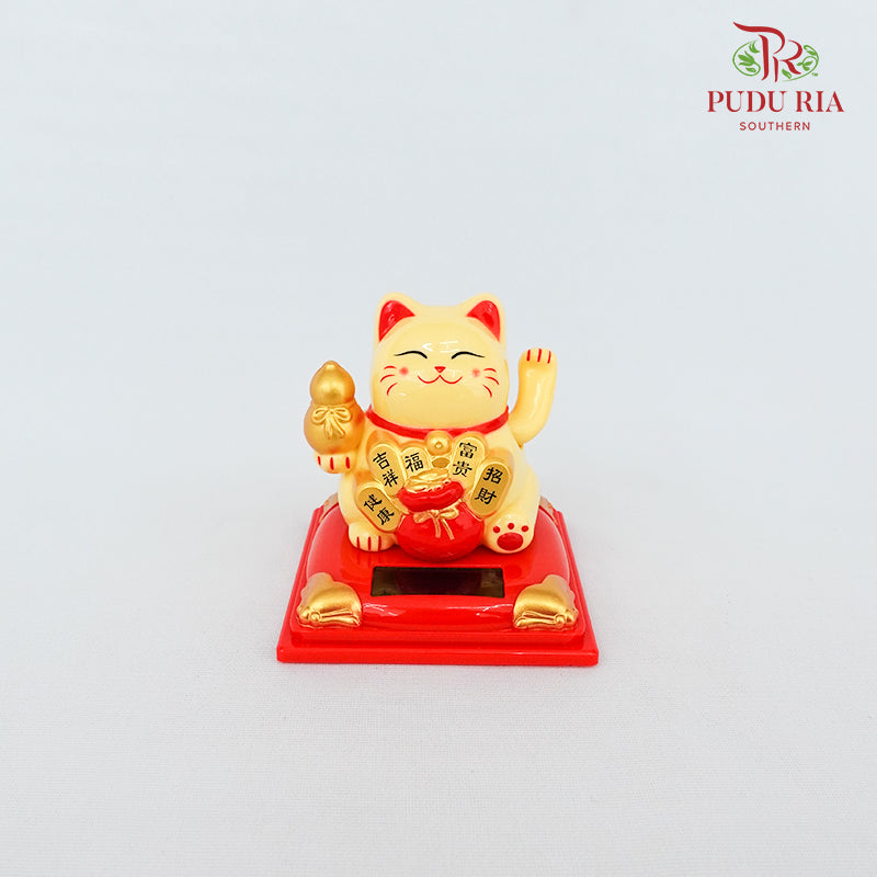 3' Solar Lucky Cat Gold (Swing) - FBA074#1