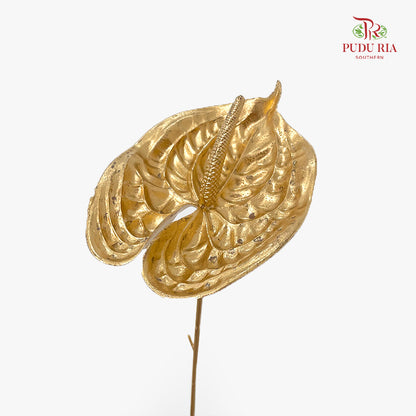 Gold Artificial Anthurium (Per Stem)
