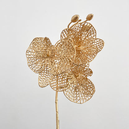 Gold Artificial Hollow Phalaenopsis 3 Nodes (Per Stem)