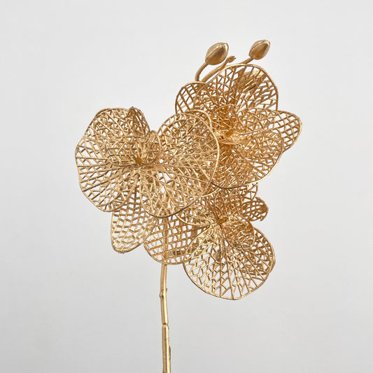 Gold Artificial Hollow Phalaenopsis 3 Nodes (Per Stem)