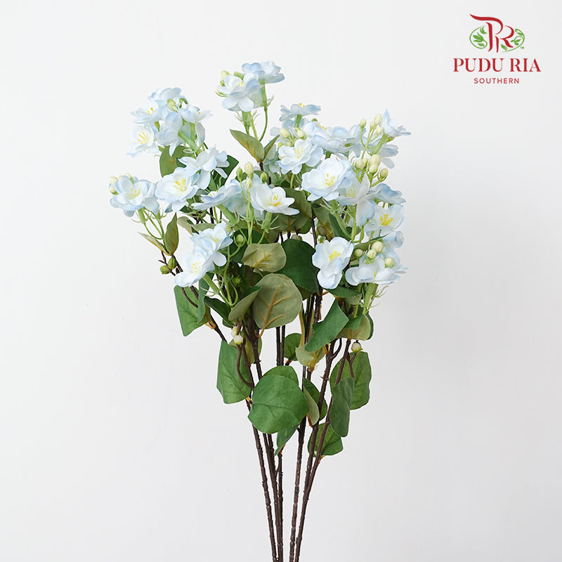 CNY Artificial Jasmine Spray 61cm - Light Blue (5 Stems)