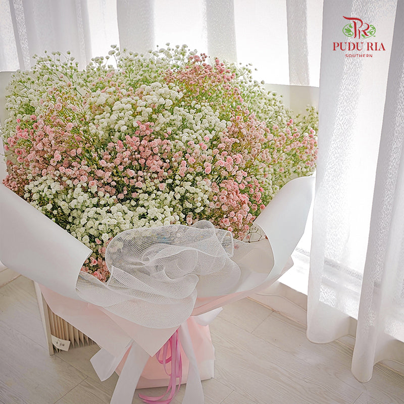 Baby Breath White/Pink Bouquet