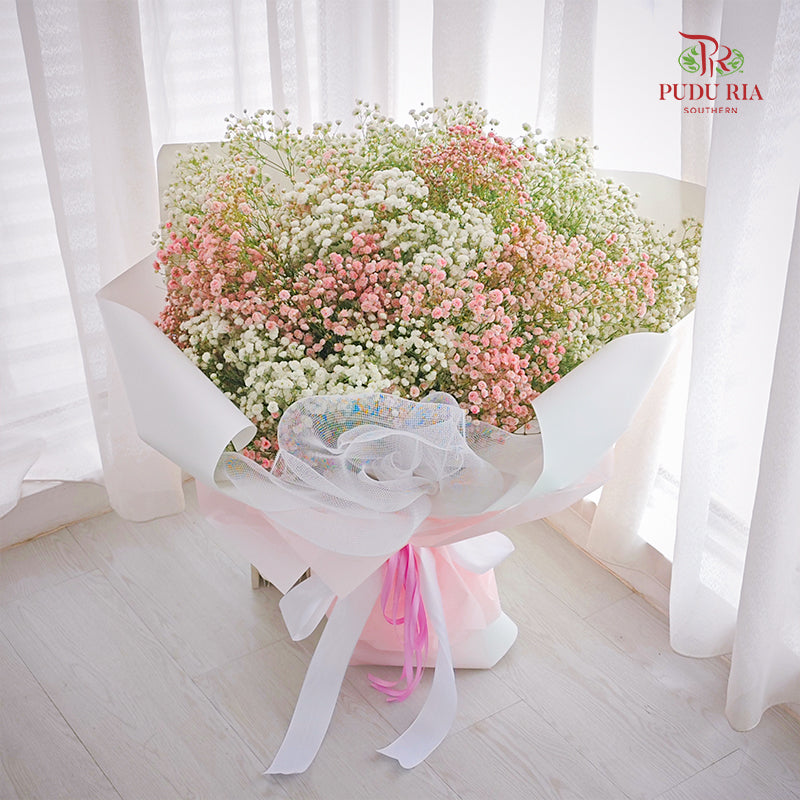 Baby Breath White/Pink Bouquet