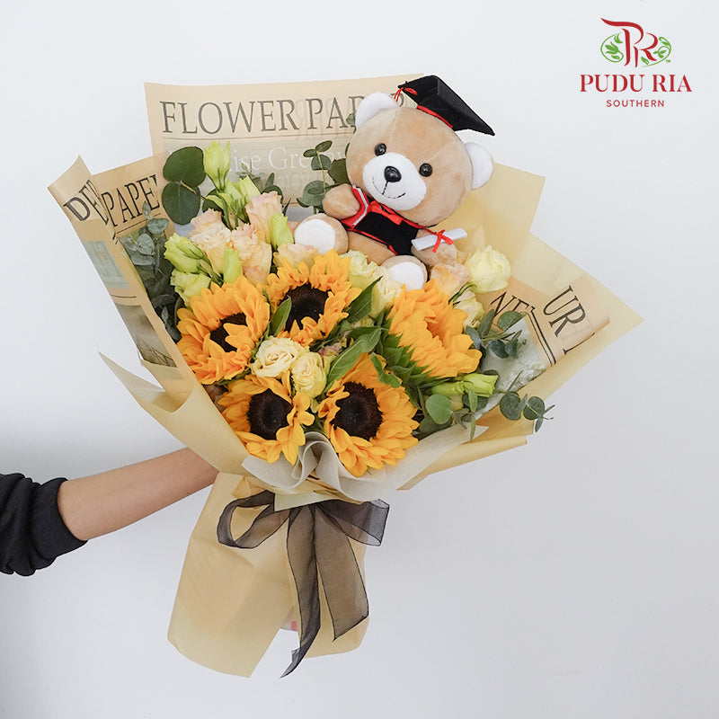 Graduation Bouquet (5 stems Sunflower) - Pudu Ria Florist Southern