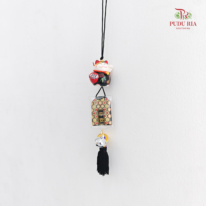 2' Maneki Neko Pendant Black - FBA104#3