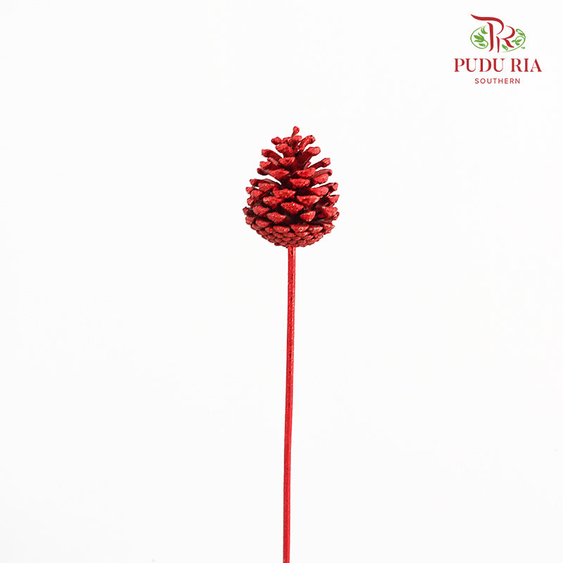 Xmas Pine Cone (Red) - per stems