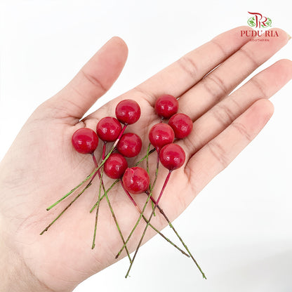 CNY Deco Ilex Spray, Red Bean, Paper Sticker