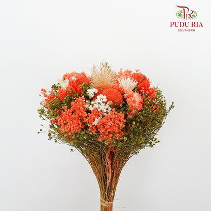 Dry Bouquet - Orange And Green - Pudu Ria Florist Southern