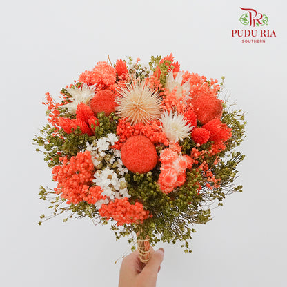 Dry Bouquet - Orange And Green - Pudu Ria Florist Southern