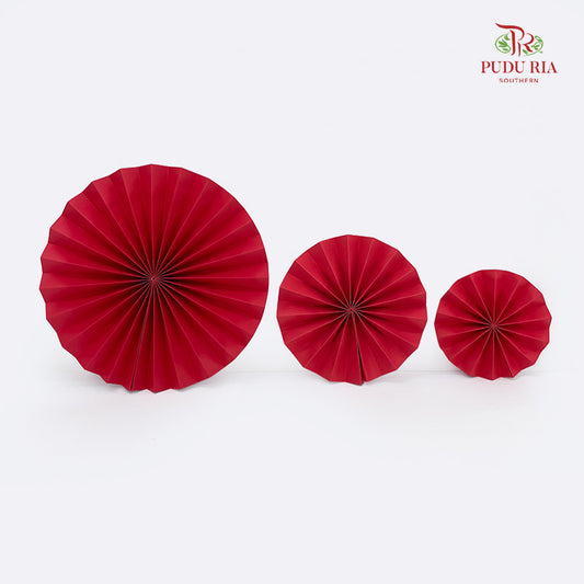 Red Paper Fan - 3 Pieces