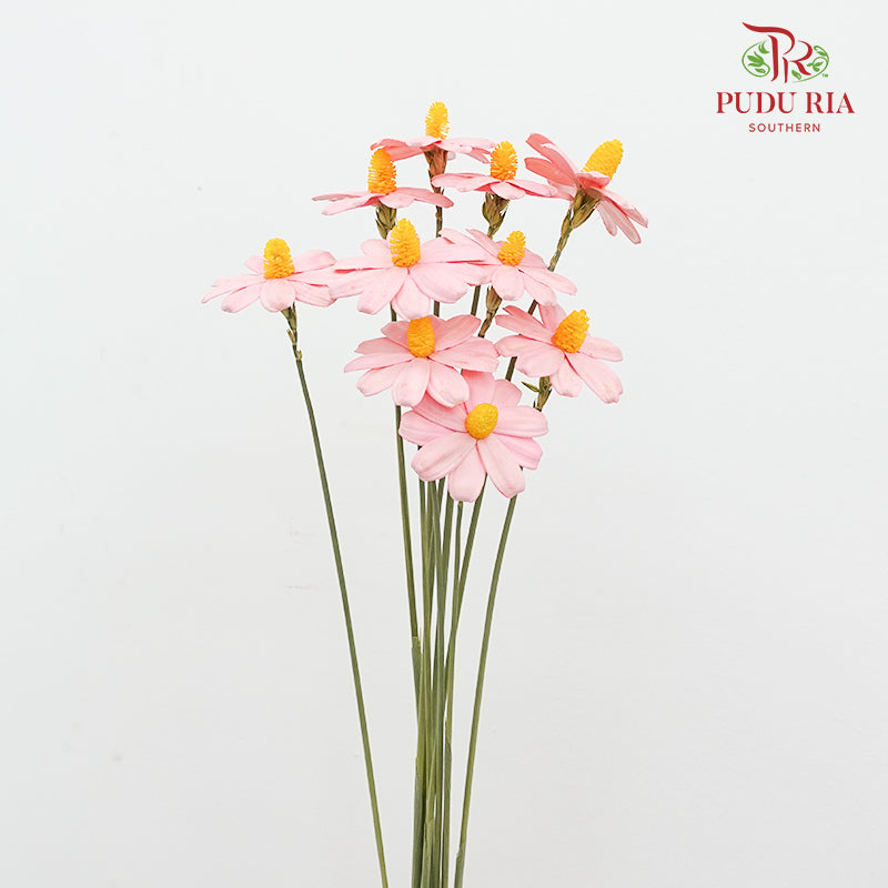 Dry Sunflower Seed Flower - Light Pink (Disk Flower Yellow)
